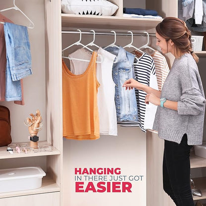 Neaties Plastic Hangers 50 Pack (60 Count) – Made in The USA – 6lb Capacity Standard Clothes Hangers with Strap Hooks for Dresses, Lingerie, Shirts, Pants, and Jackets – White & Black