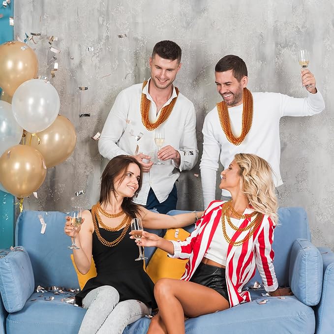 YAXINRUI 72 PCS Orange Bead Necklace, Orange Mardi Gras Beads, 33 Inch Halloween Beaded Necklace for Mardi Gras Christmas Halloween Festive Events