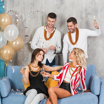 YAXINRUI 24 PCS Orange Bead Necklace, Orange Mardi Gras Beads, 33 Inch Halloween Beaded Necklace for Mardi Gras Christmas Halloween Festive