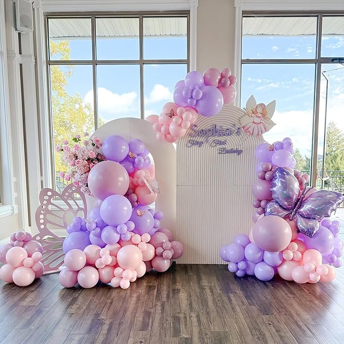 Pink and Purple Balloon, 60 Pcs 12 Inches Metallic Purple Pink Confetti Latex Balloons for Girls Birthday Baby Shower Wedding Party Decorations