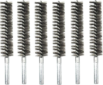 6pcs Pipe Cleaning Brush Set Stainless Steel Bristles, Stainless Steel Pipe Brush for Auto Parts,Bottles, Tubes, Etc.(1" 25mm)