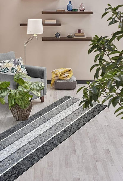 ORFA HOME Custom Cut Hallway Runner Rug, Slip Resistant, 31 Inch Wide X Your Choice of Length, Damask Anthracite, 31 Inch X 6 feet