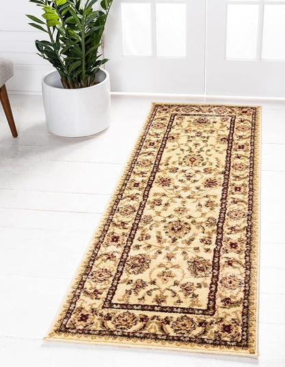 Rugs.com Aditi Collection Rug – 2' 2 x 6' Runner Cream Low Rug Perfect for Living Rooms, Large Dining Rooms, Open Floorplans