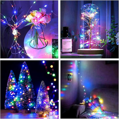 JMEXSUSS 2 Pack Multicolor Fairy Lights Battery Operated, Total 200 LED 66ft Indoor Christmas Twinkle Lights with Remote, 8 Modes Multicolor String Lights for Bedroom Wedding Birthday Party