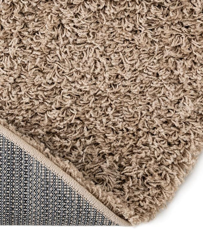 Unique Loom Solid Shag Collection Area Rug (5' 3" Round, Taupe)