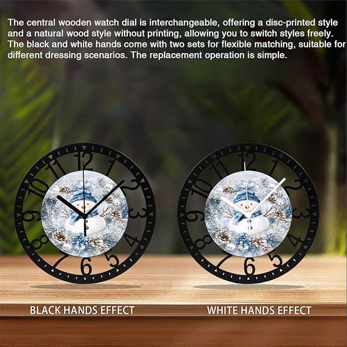 Wall Clock 10 Inch Silent Non-Ticking Modern Clocks Battery Operated - Analog Small Classic for Office, Home, Living Room,Bathroom, Kitchen, Bedroom, School,Snowman Clock