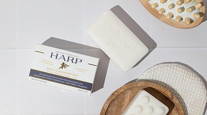 HARP pH-Balanced (5.0-6.0) Body Wash Bar. ZERO Saponified Oils. Protects Moisture Barrier. Gentle for Sensitive/Dry skin. + Shea Butter/Borage Oil. Non-Comedogenic. FRAGRANCE/masking agent FREE