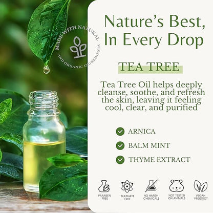 Tea Tree Oil Body Wash, Cleanses & Relieves Itchy Skin, Soothes Jock Itch, Acne & Ringworm, Shower Gel for Dry and Sensitive Skin, Women & Men, Organic & Natural, 16 fl oz