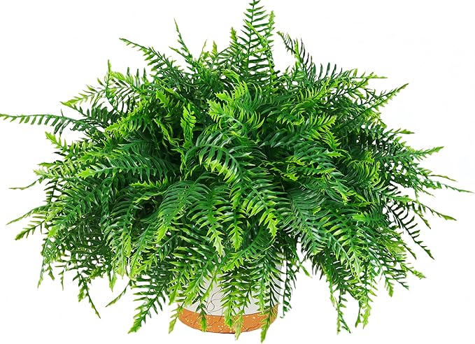 QIANYUN Fake Outdoor Plants-30inch Artificial Ferns UV Resistant Fake Ferns for Bedroom Living Room Garden Outdoor Indoor Decor- Including Planters (Green-03)