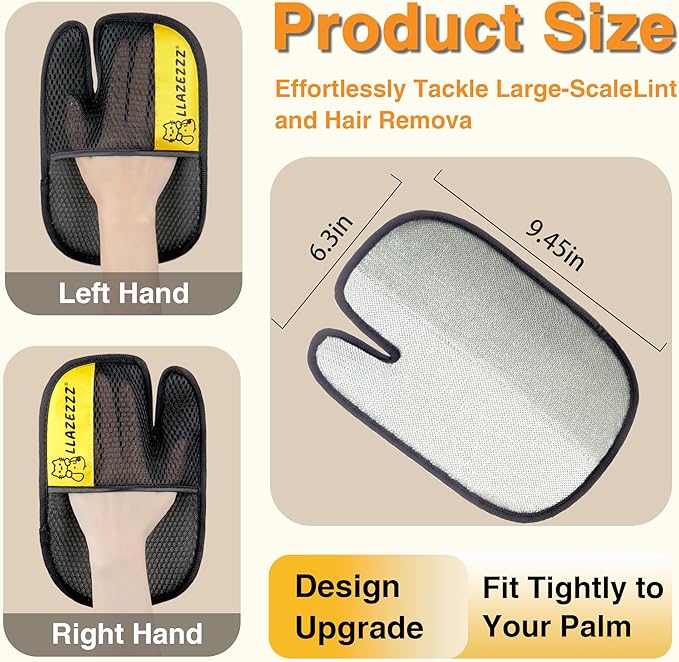 4 PCS Pet Hair Removal Glove for Dogs & Cats, Five-Finger Electrostatic Reusable Pet Hair Glove, Magic Brush Pet Hair Remover Tool for Clothing, Couch, Carpet, Car Seat