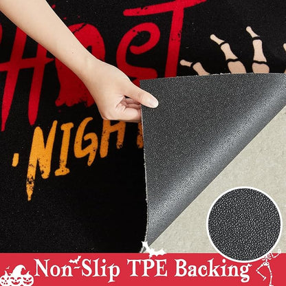 Halloween Door Mat, Halloween Doormat Outdoor Front Door Entrance Absorbent Entry Mat with Non Slip Backing, 24''x36'', Skeleton Black