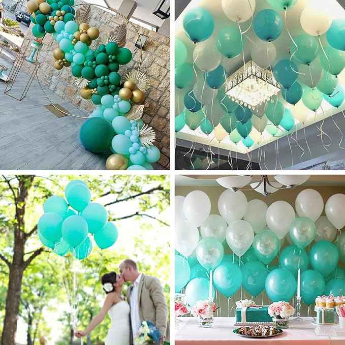 PartyWoo Teal Balloons 50 pcs 12 Inch Turquoise Aqua Blue Dark Teal Balloons for Graduation Wedding Baby Shower Bridal Shower Gender Reveal Anniversary Birthday Party Decorations Teal-Y69