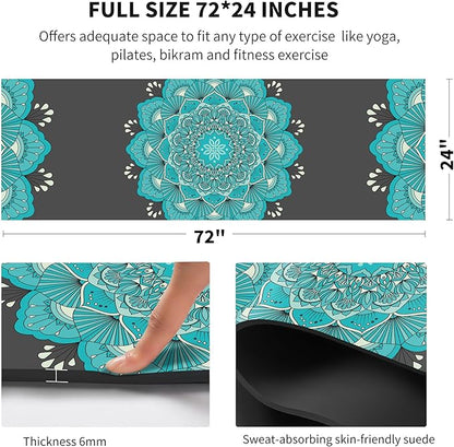 nuveti Yoga Mat Print Extra Thick TPE Non Slip Fitness Exercise Mat with Carrying Bag,72"x24" Extra Thick 6MM Exercise & Workout Mat for Yoga, Pilates Fitness and Floor Exercises