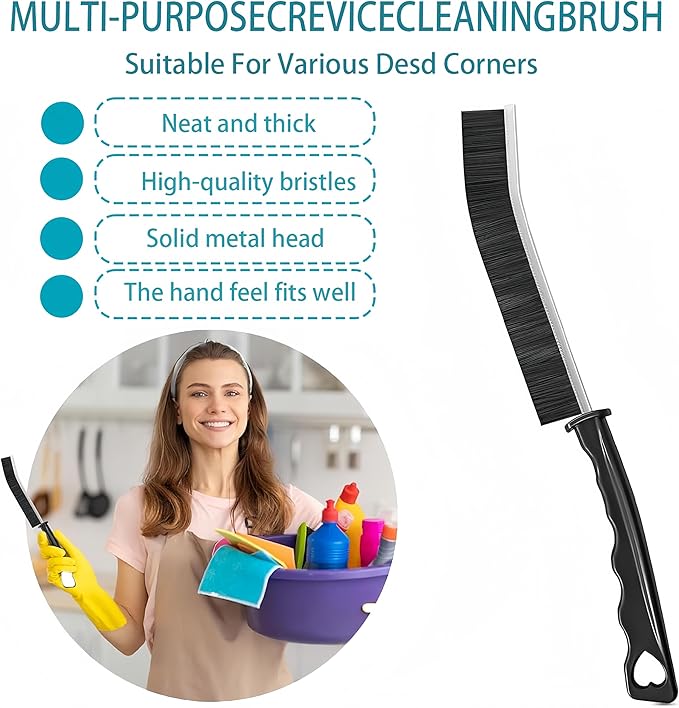 Multi Purpose Hard Bristle Crevice Cleaning Brush, Gap Cleaning Brush, Grout Brush, Kitchen Brush, Bathroom Crevice Brush for Toilet Thin Brush to Clean Tight Spaces (3-pcs)
