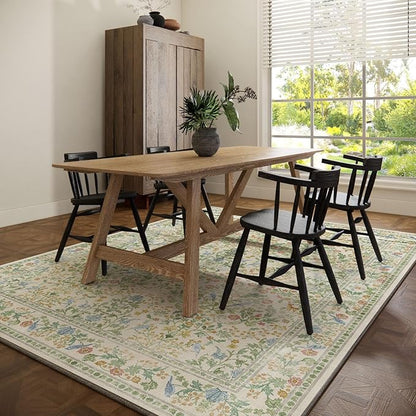 Washable Area Rugs for Living Room: 6x9 Bedroom Rug Stain Resistant Non Slip Low Pile Lightweight Soft Carpets for Dining Room Kitchen Nursery Kids Room Farmhouse Living Room Indoor