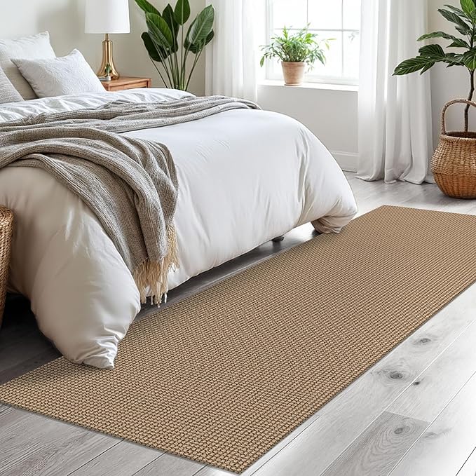 Braided Runner Rug 2.6x8 Ft Washable Runners for Hallways Non Slip Kitchen Runner Rug Cotton Entryway Runner Indoor, Woven Floor Carpet for Hall Kitchen Bedroom, Orange/Tan/Brown