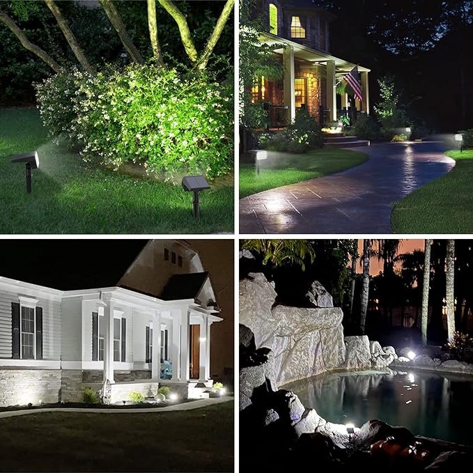 WELALO Solar Spot Lights Outdoor, [2 Pack/65 LED/3 Modes] Solar Landscape Spotlights, Solar Powered Security Lights, IP68 Waterproof Wall Lights for Outsides Walkway Yard Garden Driveway(Cool White)
