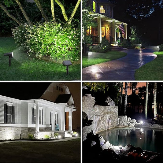 WELALO Solar Spot Lights Outdoor, [6 Pack/65 LED/3 Modes] 2-in-1 Solar Landscape Spotlights, Solar Powered Security Lights, IP68 Waterproof Wall Lights for Walkway Yard Garden Driveway(Cool White)