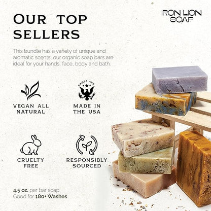 ILS Soap co. Original 6 Formulas - All Natural Bar Soap for men and women - Plant Based, Cold Process and Handmade in the USA for All Skin Types and conditions for face and body (6 Pack)