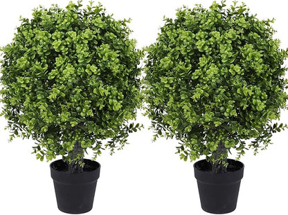 Artificial Boxwood Topiary Ball Tree 22inch Fake Topiary Potted Plants for Home Office Garden Indoor Outdoor Decoration (2PACK)