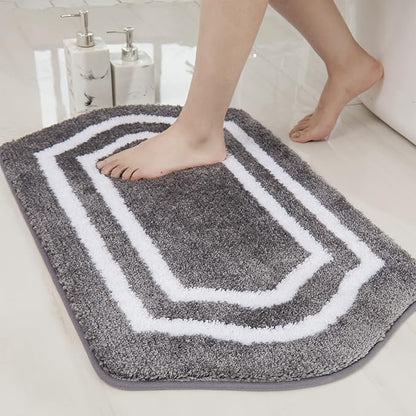 COSY HOMEER Extra Thick Bath Linen Sets Rugs - Anti-Slip Bath Mats Soft Plush 100% Strong Polyester Living Room Bathroom Water Absorbent(Grey,20x32 - Inches)