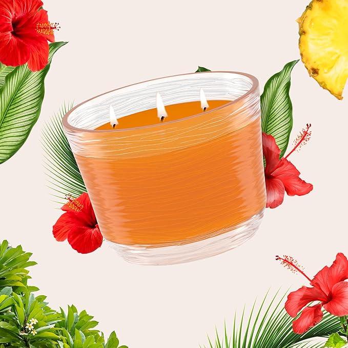 Glade Hawaiian Breeze, Fragrance Candle Infused with Essential Oils, Air Freshener Candle, 3-Wick Candle, 6.8 Oz, 3 Count
