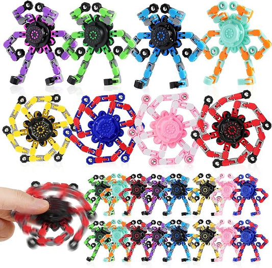 24PCS Transformable Fidget Spinners,Valentines Day Gifts for Kids, Valentines Fidget Party Favors,Sensory Bulk Robot Fidget Stress Relief Toys for Kids Boys Girls 8-12,Valentine's Fidget Toys for Kids
