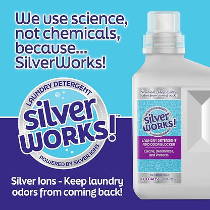 Powerful Odor Eliminating Laundry Detergent Liquid - Silver Ion Deodorizer Technology - Laundry Odor Eliminator For Clothes - Cleans, Deodorizes and Protects -2 Pack (132 Loads) 66 FL OZ