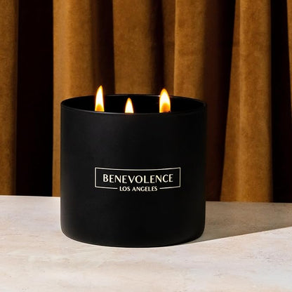 Benevolence LA 3 Wick Candle, Santal Large Scented Candle | Soy Candles | Gifts for Women and Men | Home Fragrance | Aromatherapy | Bathroom Freshener 14.5 Oz, 45 Hour Burn