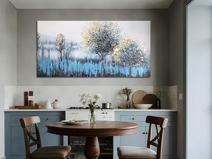 Arjun Large Canvas Wall Art for Living Room Landscape Bedroom Painting Forest Textured Picture Modern Panoramic Nature Artwork Home Office Wall Decor, 48"x24"
