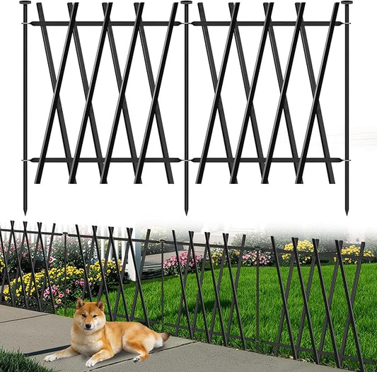 Metal Decorative Garden Fence 24" H x 24" W (5 Panels, 10 Ft Total) Rustproof Animal Barrier No Dig Decorative Fencing for Dogs,Pet, Yard,& Patio, Landscape, Border，Easy Installation