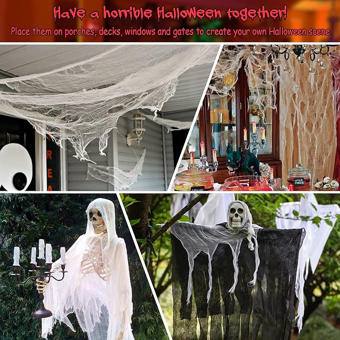 Legigo 6 Pack Halloween Creepy Cloths Cheesecloths, Spooky Black Mesh Fabric Cheese Cloths for Crafts, Scary Gauze Fabric for Party Supplies Home Wall Doorway Outdoor Yard Decor(6 Colors)