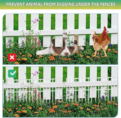 28 Pack Animal Barrier Fence, 13in x28.5ft Fence Barrier for Bottom, 1.2in Gap Dog/Rabbit Fencing, Rustproof Metal Border, White