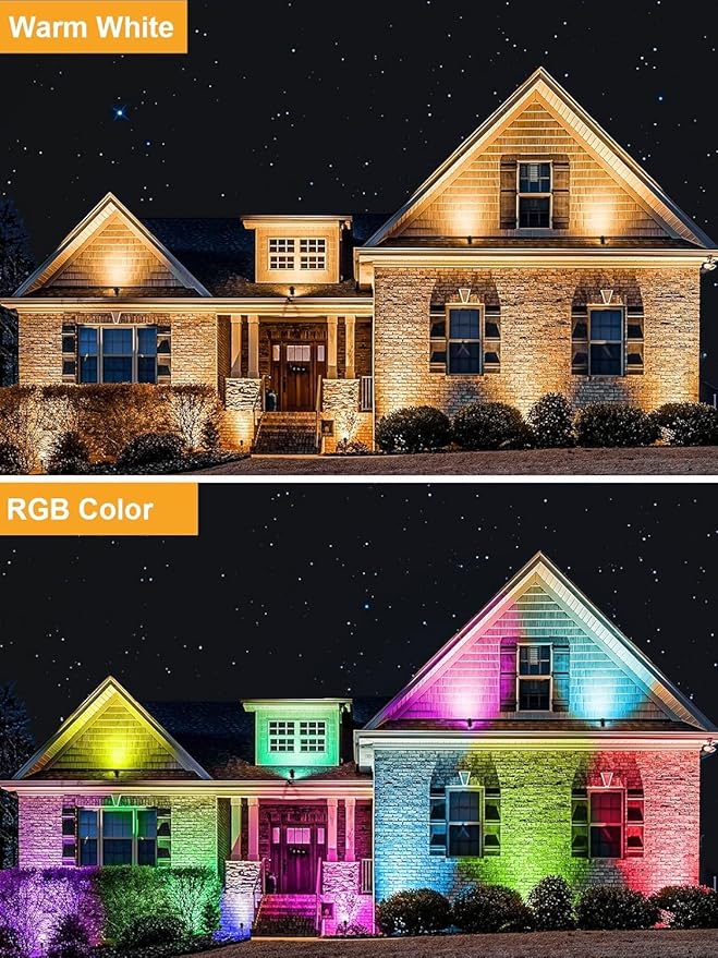 ZUCKEO RGBW Christmas Spotlights Outdoor LED Spot Lights for Yard, 10W Color Changing Landscape Lighting 120V Waterproof Spotlight with Plug & Remote for House Garden Path Tree Decoration(6Pack)