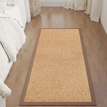 Washable Hallway Runner Rug 2x5 Jute Like Kitchen Runner Mat Rugs Non Slip, Woven Soft Entryway Farmhouse Runner Boho Floor Carpet for Indoor Laundry Hall Backdoor Bedroom Living Room, Brown