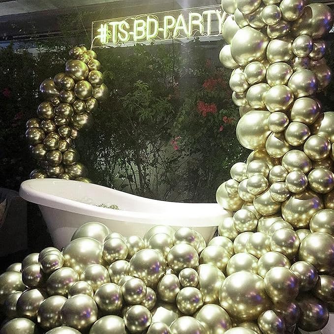 PartyWoo Metallic Gold Balloons 50 pcs 12 Inch Chrome Light Gold Latex Helium Balloons for Graduation Baby Shower Gender Reveal Christmas Wedding New Year Birthday Party Decorations Gold-G128