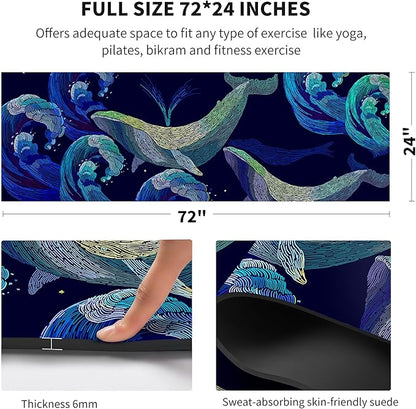 nuveti Yoga Mat Print Extra Thick TPE Non Slip Fitness Exercise Mat with Carrying Bag,72"x24" Extra Thick 6MM Exercise & Workout Mat for Yoga, Pilates Fitness and Floor Exercises