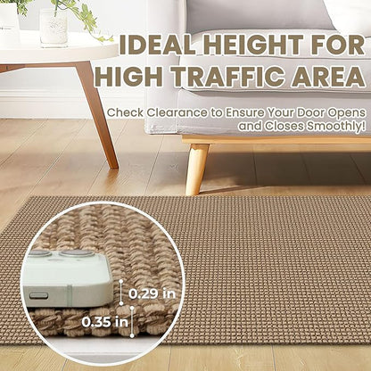 Braided Runner Rug 3x8 Ft Washable Runners for Hallways Non Slip Kitchen Runner Rug Cotton Entryway Runner Indoor, Woven Floor Carpet for Hall Kitchen Bedroom, Orange/Tan/Brown