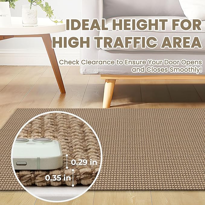 Braided Runner Rug 2.6x10 Ft Washable Runners for Hallways Non Slip Kitchen Runner Rug Cotton Long Entryway Runner Indoor, Woven Carpet for Hall Kitchen Entryway, Orange/Tan/Brown