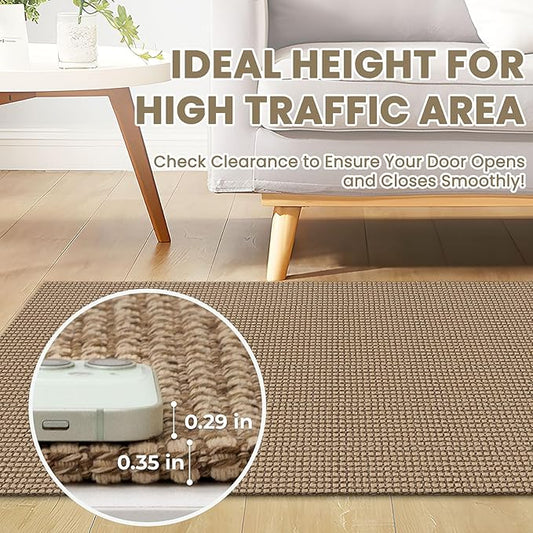 Braided Runner Rug 3x10 Ft Washable Runners for Hallways Non Slip Kitchen Runner Rug Cotton Long Entryway Runner Indoor, Woven Carpet for Hall Kitchen Entryway, Orange/Tan/Brown
