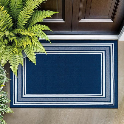 Beverly Rug Non Slip Area Rugs 2x3 Modern Bordered Non Skid Rubber Backing Soft Entryway Rug for Living Dining Room Easy to Clean Non Shedding Kitchen Bedroom Indoor Carpet 2 x 3 Navy