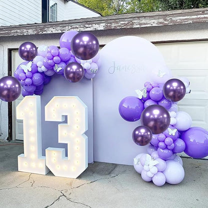 Purple Balloons, 60 Packs 12 Inch Metallic Chrome Purple Pearl Macaron Light Lavender Different Shades Balloons for Girl Birthday, Wedding, Anniversary, Baby Shower, Princess Decoration