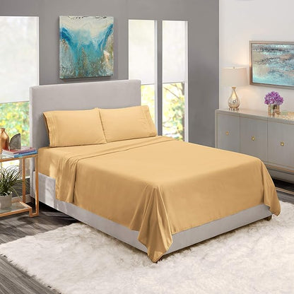Nestl Split King Sheet Set - 1800 Ultra-Soft Microfiber Bed Sheets - Double Brushed - Deep Pockets - Easy Fit - 5 Piece Set - Bed Sheets & Pillowcases (Split King Size, Camel Gold)