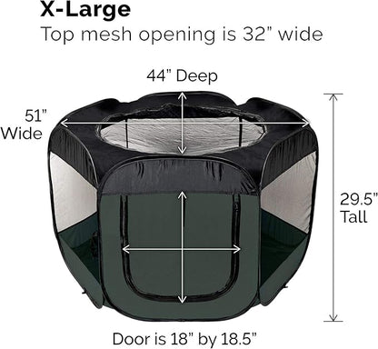 Furhaven Portable Dog Playpen Cat Tent, Pet playground,Kennel foldable indoor outdoor zippered puppy crate - Hunter Green, Extra Large