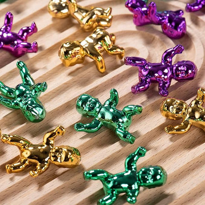 YAXINRUI Mardi Gras Beads Necklaces and King Cake Babies, Multi Colors 24Pcs Party Beads Necklaces + 24Pcs Mini Plastic Babies Mardi Gras Accessories for Mardi Gras Party, Party Favors