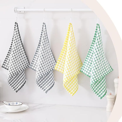 Kitinjoy Cotton 8 Pack Terry Kitchen Dish Cloths, 12 x 12 Inches Super Soft and Absorbent Dish Rags, Quick Drying Dish Towels for Washing Dishes, Multi-Colored