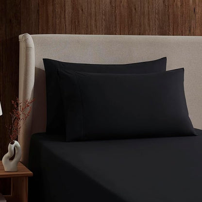 Nestl Twin XL Sheet Set - College Dorm Size - Luxury 1800 Ultra-Soft Microfiber Twin Extra Long Bed Sheets - Deep Pockets - Easy Fit - Extra Soft - 3 Piece Set (Twin XL, Black)