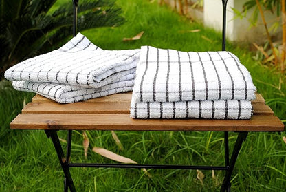 AMOUR INFINI Kitchen Towels Set of 4 - Highly Absorbent, Super Soft Terry Cotton 20x28 Inch Dish Towels with Hanging Loop - Hand & Tea Towels for Cleaning & Drying Dishes (D.Grey)