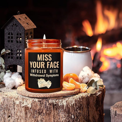 Funny Friend Gifts for Women Men - Miss Your Face Candle - Friendship, Birthday Gift for Her Him - Gifts for Best Friend Bestie Sister Mom - Fun Relaxing Gift - Natural Soy Wax Candle for Home