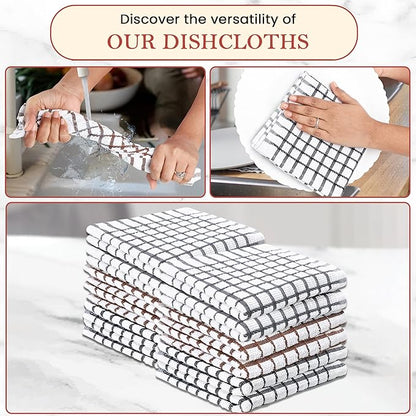 Vintage Vista 100% Cotton Dish Cloths (Pack of 12) - Dish Rags for Washing Dishes - Reusable & Highly Absorbent Kitchen Towels - Kitchen Rags for Christmas - (12" x 12" - Multicolor Checkered)